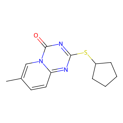 2-Cyclopentylsulfanyl-7-methylpyrido[1,2-a][1,3,5]triazin-4-one structure