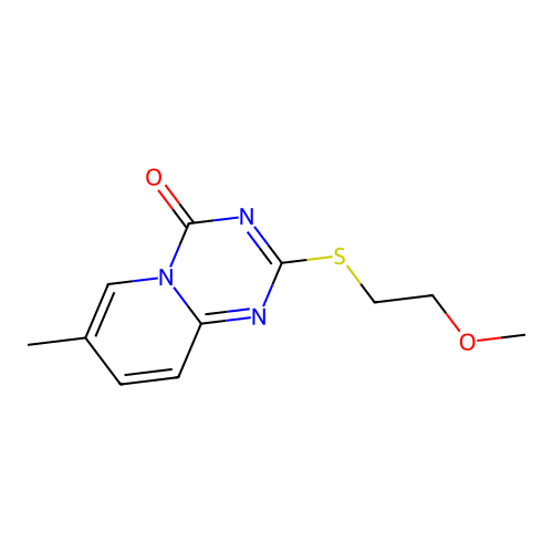 2-((2-methoxyethyl)thio)-7-methyl-4H-pyrido[1,2-a][1,3,5]triazin-4-one structure