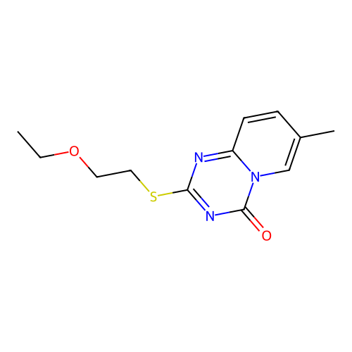 2-(2-Ethoxyethylsulfanyl)-7-methylpyrido[1,2-a][1,3,5]triazin-4-one structure