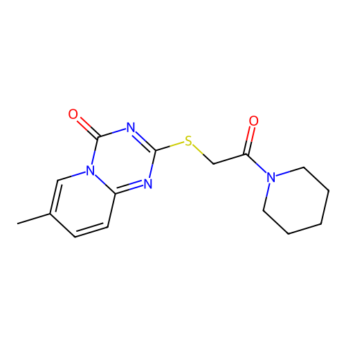 7-methyl-2-(2-oxo-2-piperidin-1-ylethyl)sulfanylpyrido[1,2-a][1,3,5]triazin-4-one structure