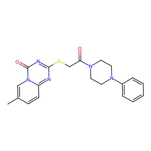 7-methyl-2-{[2-oxo-2-(4-phenylpiperazin-1-yl)ethyl]sulfanyl}-4H-pyrido[1,2-a][1,3,5]triazin-4-one structure