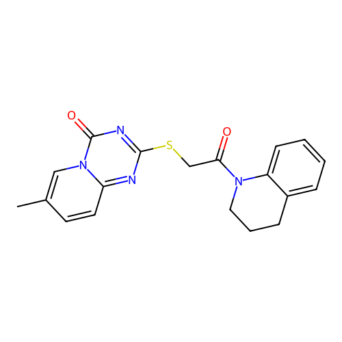 7-methyl-2-{[2-oxo-2-(1,2,3,4-tetrahydroquinolin-1-yl)ethyl]sulfanyl}-4H-pyrido[1,2-a][1,3,5]triazin-4-one structure