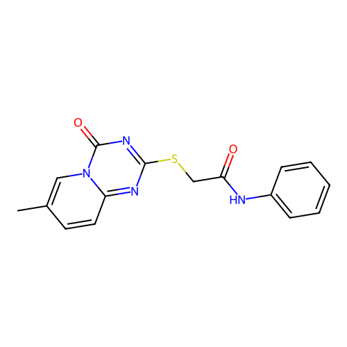 2-(7-methyl-4-oxopyrido[1,2-a][1,3,5]triazin-2-yl)sulfanyl-N-phenylacetamide structure
