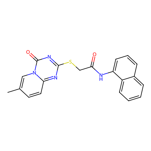 2-({7-methyl-4-oxo-4H-pyrido[1,2-a][1,3,5]triazin-2-yl}sulfanyl)-N-(naphthalen-1-yl)acetamide structure
