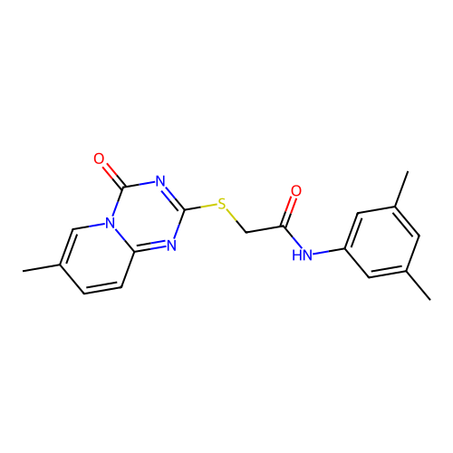 N-(3,5-dimethylphenyl)-2-({7-methyl-4-oxo-4H-pyrido[1,2-a][1,3,5]triazin-2-yl}sulfanyl)acetamide structure