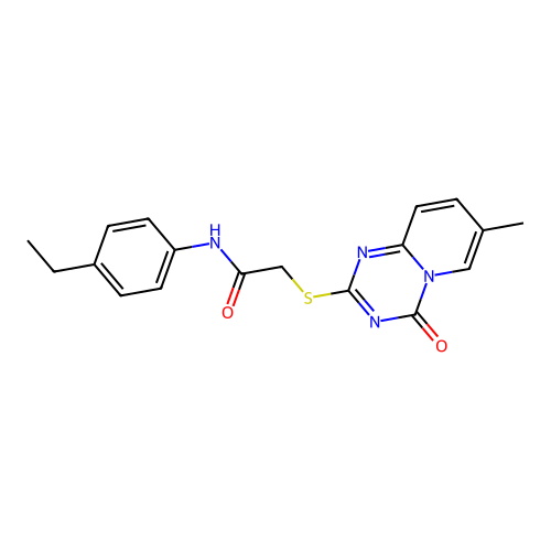 N-(4-ethylphenyl)-2-({7-methyl-4-oxo-4H-pyrido[1,2-a][1,3,5]triazin-2-yl}sulfanyl)acetamide structure