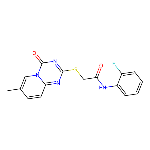 N-(2-fluorophenyl)-2-({7-methyl-4-oxo-4H-pyrido[1,2-a][1,3,5]triazin-2-yl}sulfanyl)acetamide structure