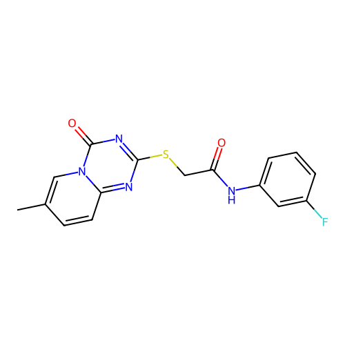 N-(3-fluorophenyl)-2-({7-methyl-4-oxo-4H-pyrido[1,2-a][1,3,5]triazin-2-yl}sulfanyl)acetamide structure