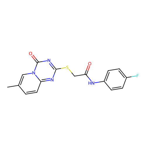 N-(4-fluorophenyl)-2-({7-methyl-4-oxo-4H-pyrido[1,2-a][1,3,5]triazin-2-yl}sulfanyl)acetamide structure