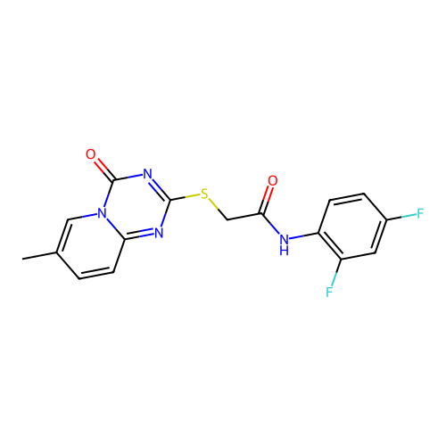 N-(2,4-difluorophenyl)-2-({7-methyl-4-oxo-4H-pyrido[1,2-a][1,3,5]triazin-2-yl}sulfanyl)acetamide structure