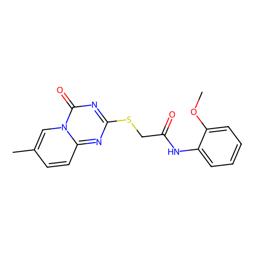N-(2-methoxyphenyl)-2-({7-methyl-4-oxo-4H-pyrido[1,2-a][1,3,5]triazin-2-yl}sulfanyl)acetamide structure