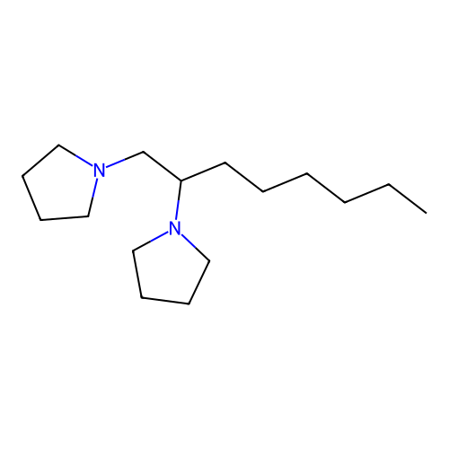 Pyrrolidine, 1,1'-(1-hexyl-1,2-ethanediyl)bis- structure