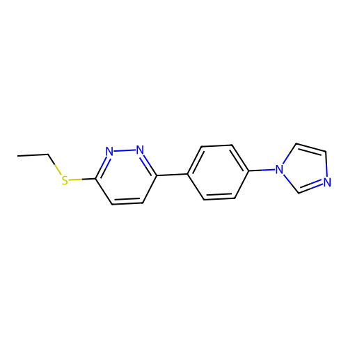 3-(4-(1H-imidazol-1-yl)phenyl)-6-(ethylthio)pyridazine structure