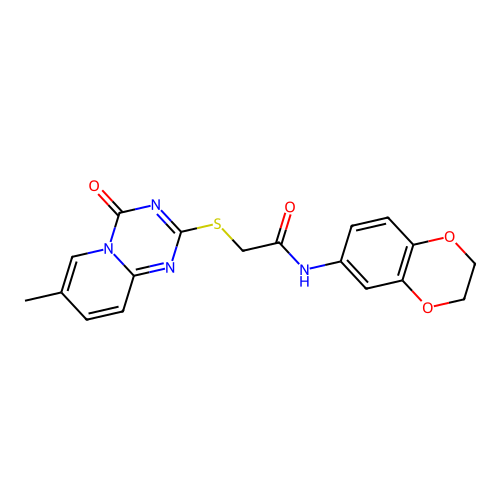N-(2,3-dihydro-1,4-benzodioxin-6-yl)-2-({7-methyl-4-oxo-4H-pyrido[1,2-a][1,3,5]triazin-2-yl}sulfanyl)acetamide structure