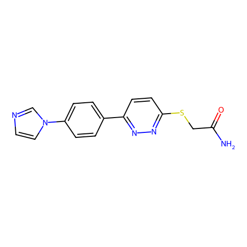 2-((6-(4-(1H-imidazol-1-yl)phenyl)pyridazin-3-yl)thio)acetamide structure