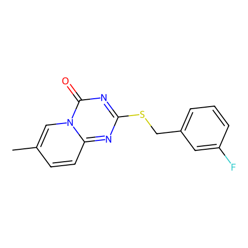 2-[(3-Fluorophenyl)methylsulfanyl]-7-methylpyrido[1,2-a][1,3,5]triazin-4-one structure