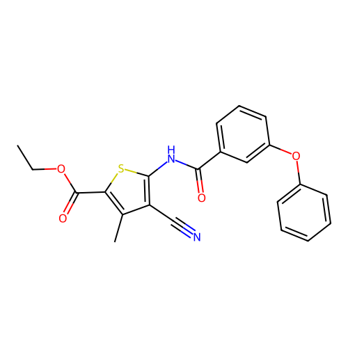 Ethyl 4-cyano-3-methyl-5-(3-phenoxybenzamido)thiophene-2-carboxylate structure