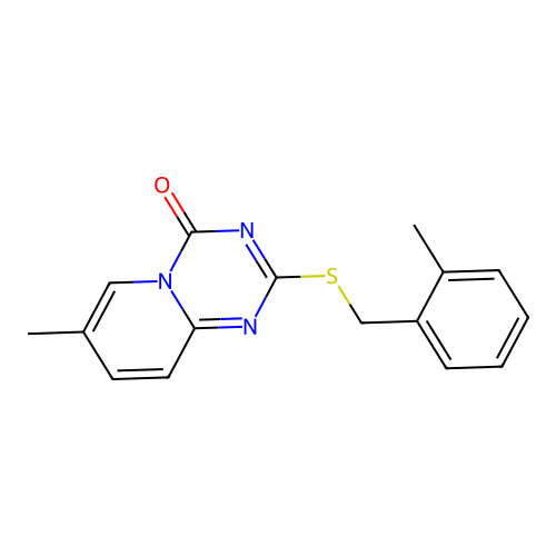 7-Methyl-2-[(2-methylphenyl)methylsulfanyl]pyrido[1,2-a][1,3,5]triazin-4-one structure