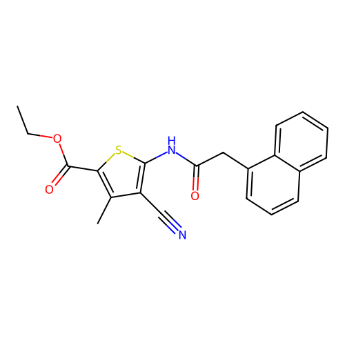 Ethyl 4-cyano-3-methyl-5-[2-(naphthalen-1-yl)acetamido]thiophene-2-carboxylate structure