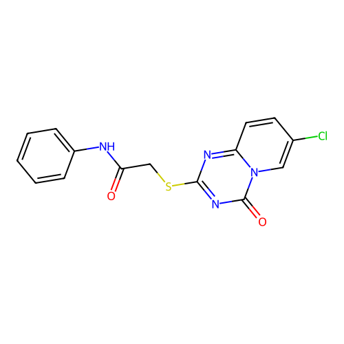 2-(7-chloro-4-oxopyrido[1,2-a][1,3,5]triazin-2-yl)sulfanyl-N-phenylacetamide structure