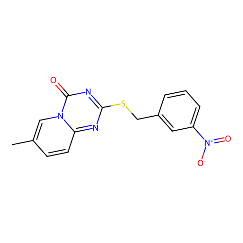 7-Methyl-2-[(3-nitrophenyl)methylsulfanyl]pyrido[1,2-a][1,3,5]triazin-4-one structure