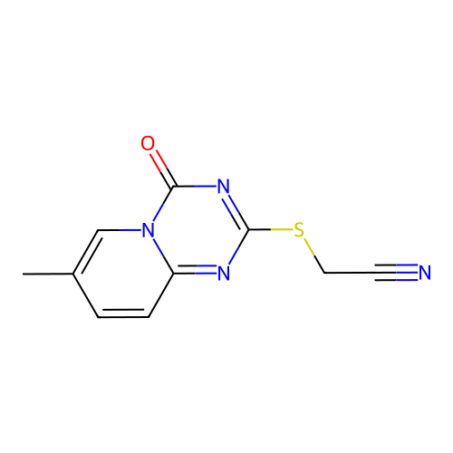 2-((7-methyl-4-oxo-4H-pyrido[1,2-a][1,3,5]triazin-2-yl)thio)acetonitrile structure