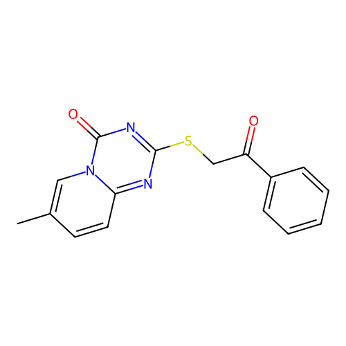 7-Methyl-2-phenacylsulfanylpyrido[1,2-a][1,3,5]triazin-4-one structure