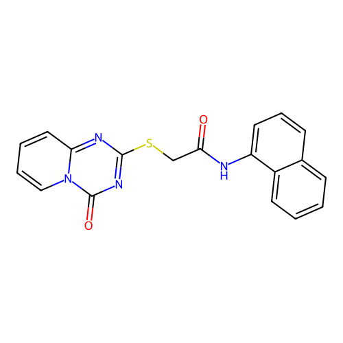 N-naphthalen-1-yl-2-(4-oxopyrido[1,2-a][1,3,5]triazin-2-yl)sulfanylacetamide structure