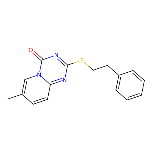 7-methyl-2-(phenethylthio)-4H-pyrido[1,2-a][1,3,5]triazin-4-one structure