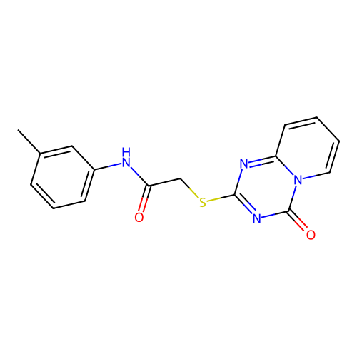 N-(3-methylphenyl)-2-(4-oxopyrido[1,2-a][1,3,5]triazin-2-yl)sulfanylacetamide structure