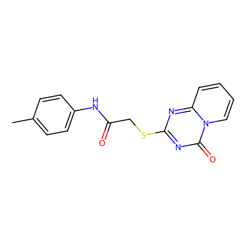 N-(4-methylphenyl)-2-(4-oxopyrido[1,2-a][1,3,5]triazin-2-yl)sulfanylacetamide structure