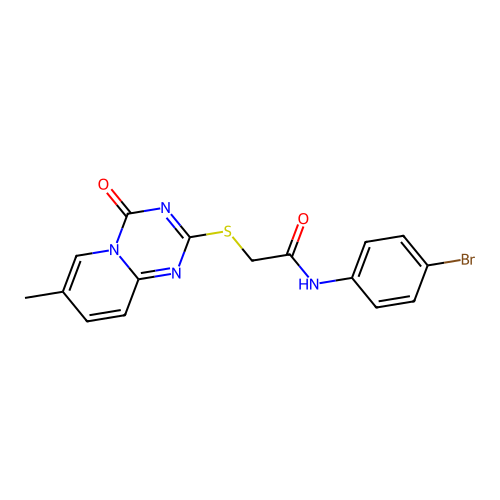 N-(4-bromophenyl)-2-({7-methyl-4-oxo-4H-pyrido[1,2-a][1,3,5]triazin-2-yl}sulfanyl)acetamide structure