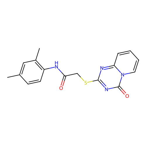 N-(2,4-dimethylphenyl)-2-({4-oxo-4H-pyrido[1,2-a][1,3,5]triazin-2-yl}sulfanyl)acetamide structure