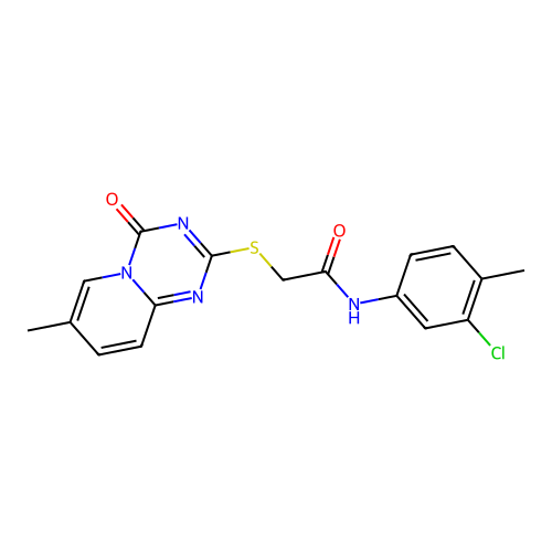 N-(3-chloro-4-methylphenyl)-2-({7-methyl-4-oxo-4H-pyrido[1,2-a][1,3,5]triazin-2-yl}sulfanyl)acetamide structure
