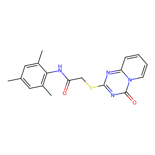 N-mesityl-2-((4-oxo-4H-pyrido[1,2-a][1,3,5]triazin-2-yl)thio)acetamide structure