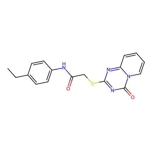 N-(4-ethylphenyl)-2-(4-oxopyrido[1,2-a][1,3,5]triazin-2-yl)sulfanylacetamide structure