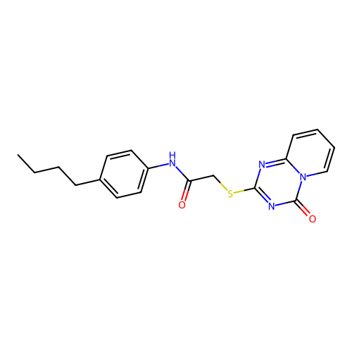 N-(4-butylphenyl)-2-(4-oxopyrido[1,2-a][1,3,5]triazin-2-yl)sulfanylacetamide structure