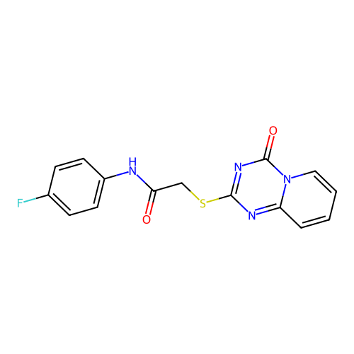 N-(4-fluorophenyl)-2-(4-oxopyrido[1,2-a][1,3,5]triazin-2-yl)sulfanylacetamide structure