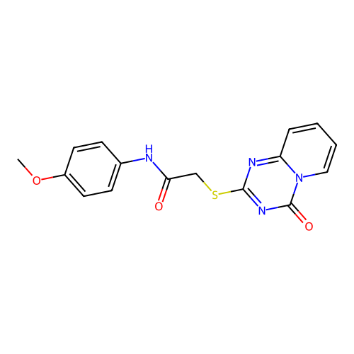 N-(4-methoxyphenyl)-2-(4-oxopyrido[1,2-a][1,3,5]triazin-2-yl)sulfanylacetamide structure