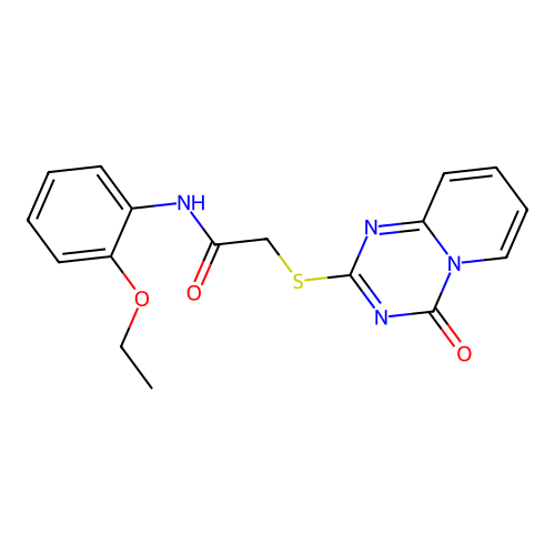 N-(2-ethoxyphenyl)-2-(4-oxopyrido[1,2-a][1,3,5]triazin-2-yl)sulfanylacetamide structure