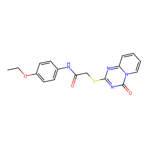 N-(4-ethoxyphenyl)-2-(4-oxopyrido[1,2-a][1,3,5]triazin-2-yl)sulfanylacetamide structure
