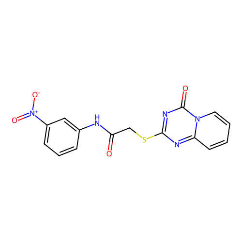 N-(3-nitrophenyl)-2-(4-oxopyrido[1,2-a][1,3,5]triazin-2-yl)sulfanylacetamide structure