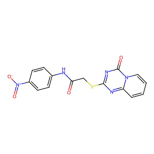 N-(4-nitrophenyl)-2-(4-oxopyrido[1,2-a][1,3,5]triazin-2-yl)sulfanylacetamide structure