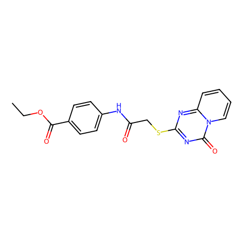 Ethyl 4-[[2-(4-oxopyrido[1,2-a][1,3,5]triazin-2-yl)sulfanylacetyl]amino]benzoate structure