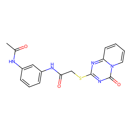 N-(3-acetamidophenyl)-2-(4-oxopyrido[1,2-a][1,3,5]triazin-2-yl)sulfanylacetamide structure