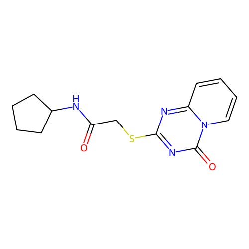 N-cyclopentyl-2-((4-oxo-4H-pyrido[1,2-a][1,3,5]triazin-2-yl)thio)acetamide structure