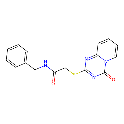 N-benzyl-2-(4-oxopyrido[1,2-a][1,3,5]triazin-2-yl)sulfanylacetamide structure