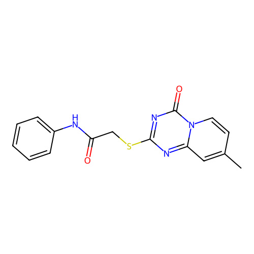 2-(8-methyl-4-oxopyrido[1,2-a][1,3,5]triazin-2-yl)sulfanyl-N-phenylacetamide structure