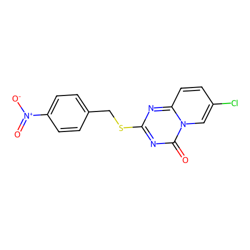 7-Chloro-2-[(4-nitrophenyl)methylsulfanyl]pyrido[1,2-a][1,3,5]triazin-4-one structure