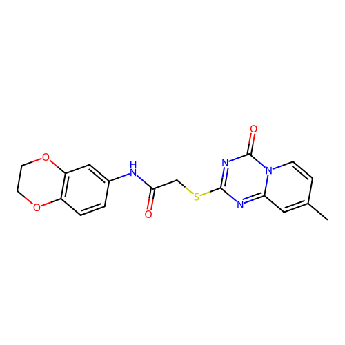 N-(2,3-dihydro-1,4-benzodioxin-6-yl)-2-({8-methyl-4-oxo-4H-pyrido[1,2-a][1,3,5]triazin-2-yl}sulfanyl)acetamide structure